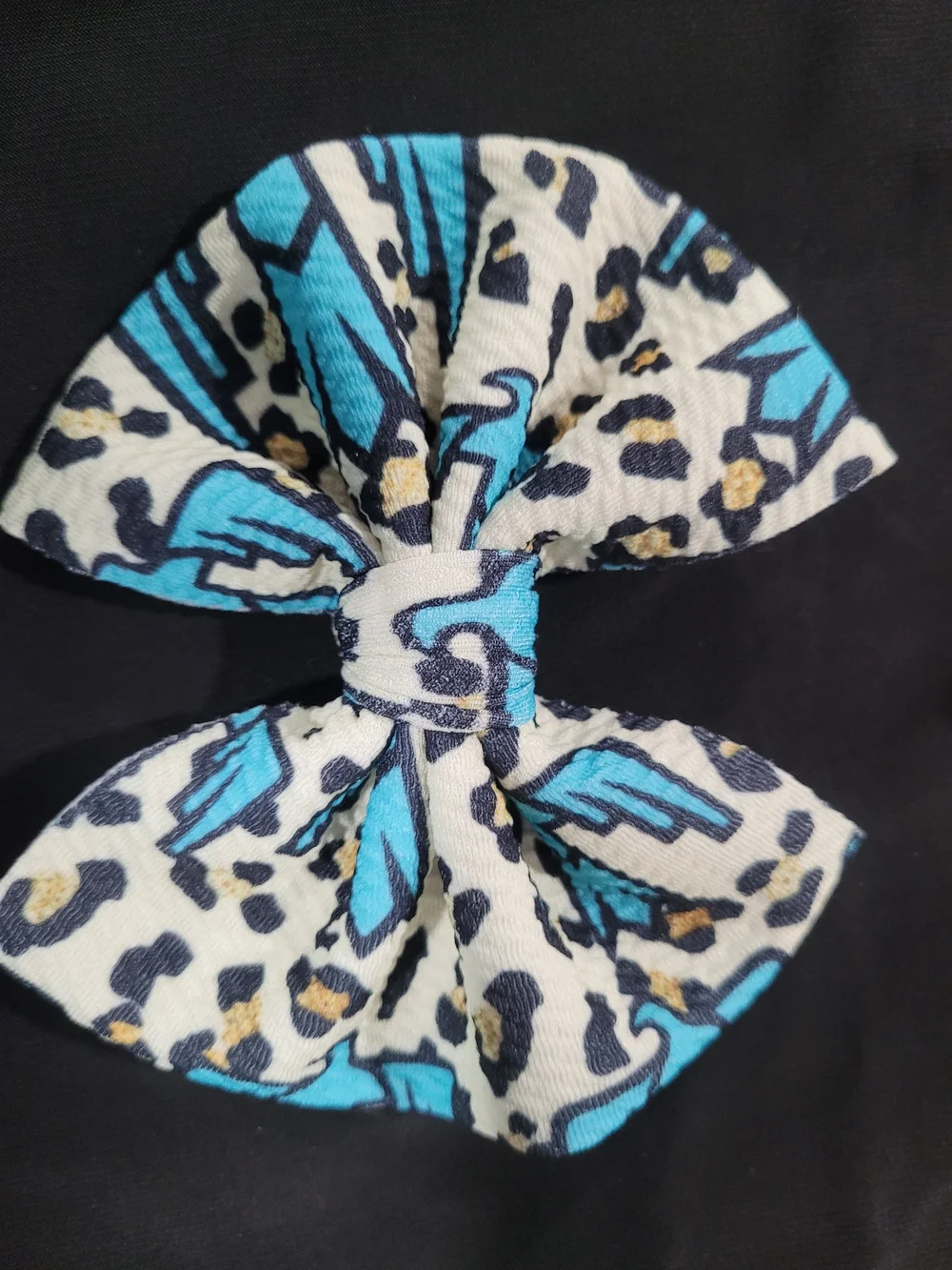 Blue Leopard Print Kids Hair Bow Clip - Fashionable Hair Accessory